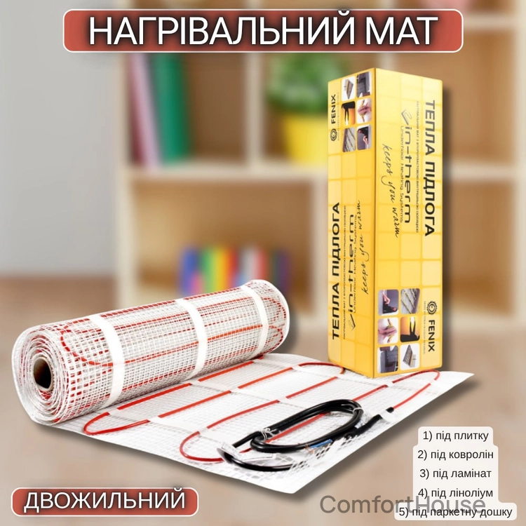 Фото 1 - Нагрівальний мат двожильний IN-THERM ECO 160 Вт/м² для укладання під плитку в плитковий клей