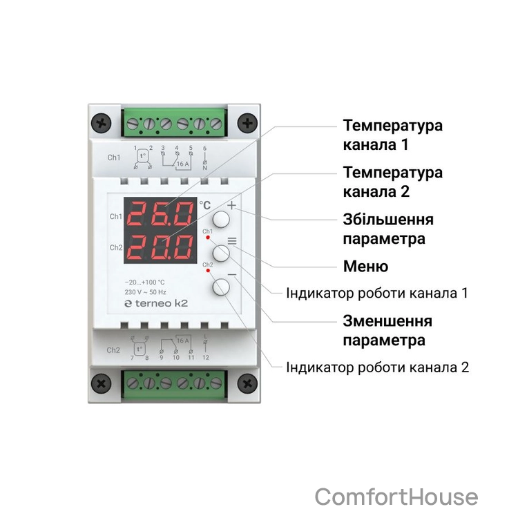 Фото 1 - Терморегулятор Terneo K2 для охолодження і вентиляції