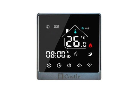 Терморегулятор програмований для котла Castle АС8400G Чорний/Срібло